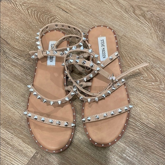 Steve Madden Shoes - Steve Madden Tan and Silver Embellished Sandals
